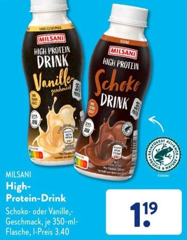 MILSANI HighProtein Drink 350 ml Flasche Angebot bei Aldi Süd