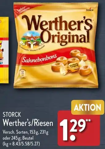 Aldi Nord STORCK Werther's/Riesen 153 g, 231 g oder 245 g Angebot