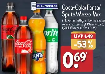 Aldi Nord Coca-Cola/Fanta/ Sprite/Mezzo Mix 1,25 L Flasche Angebot