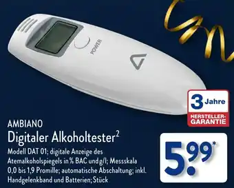 Aldi Nord AMBIANO Digitaler Alkoholtester Angebot