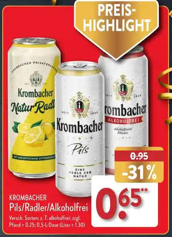 Aldi Nord KROMBACHER Pils/Radler/Alkoholfrei 0,5 L Dose Angebot