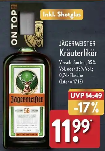 Aldi Nord JÄGERMEISTER Kräuterlikör 0,7 L Flasche Angebot