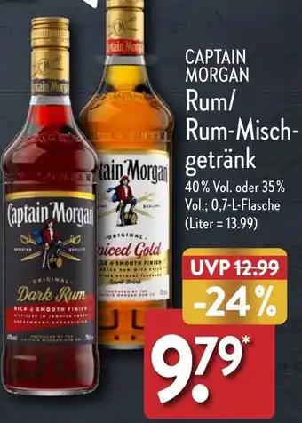 Aldi Nord CAPTAIN MORGAN Rum/ Rum-Mischgetränk 0,7 L Flasche Angebot