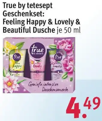 Rossmann True by tetesept Geschenkset: Feeling Happy & Lovely & Beautiful Dusche 50 ml Angebot