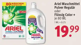 Rossmann Ariel Waschmittel Pulver Regulär oder Flüssig Color + 80 WL Angebot