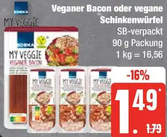 Marktkauf Edeka My Veggie Veganer Bacon oder vegane Schinkenwürfel 90 g Packung Angebot