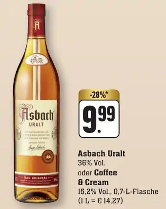 nah & gut Asbach Uralt 36% Vol. oder Coffee & Cream 15,2% Vol., 0,7-L Angebot