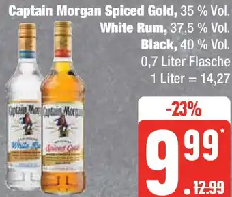 Marktkauf Captain Morgan Spiced Gold, White Rum, Black 0,7 Liter Flasche Angebot