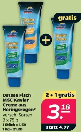 NETTO Ostsee Fisch MSC Kaviar Creme aus Heringsrogen 3x75 g Angebot