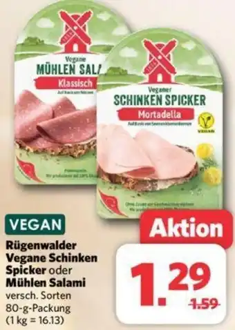 Combi Rügenwalder Vegane Schinken Spicker oder Mühlen Salami 80 g Packung Angebot