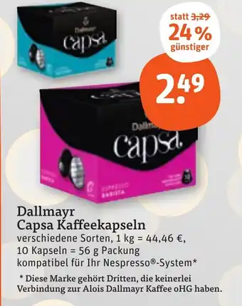 tegut Dallmayr Capsa Kaffeekapseln 56 g Packung Angebot