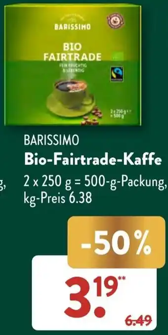 Aldi Süd BARISSIMO Bio-Fairtrade Kaffe 500 g Packung Angebot