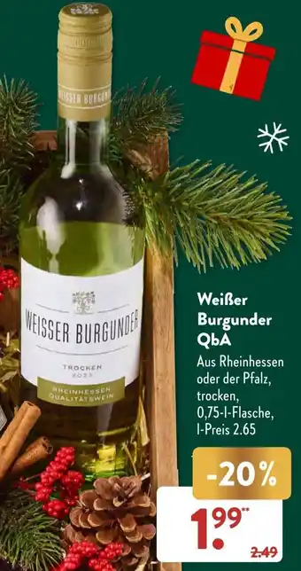 Aldi Süd Weißer Burgunder QbA 0,75 L Flasche Angebot