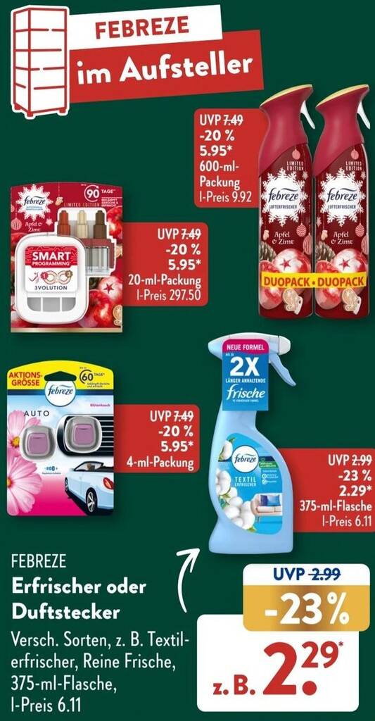 FEBREZE Erfrischer oder Duftstecker 375 ml Flasche Angebot bei Aldi Süd