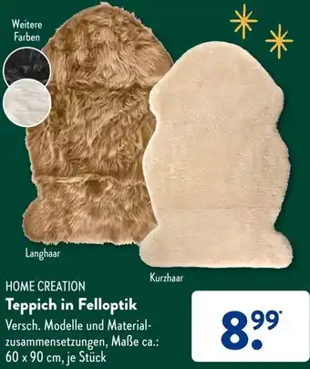 Aldi Süd HOME CREATION Teppich in Felloptik Angebot