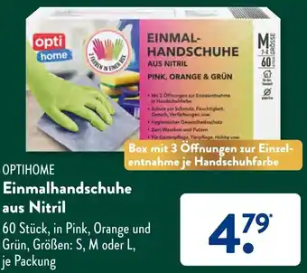 Aldi Süd OPTIHOME Einmalhandschuhe aus Nitril Angebot