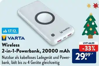 Aldi Süd VARTA Wireless 2-in-1-Powerbank, 20000 mAh Angebot