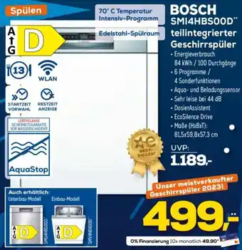 Euronics BOSCH SMI4HBSOOD teilintegrierter Geschirrspüler Angebot