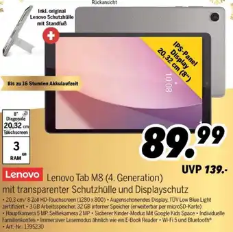 MEDIMAX Lenovo Lenovo Tab M8 (4. Generation) mit transparenter Schutzhülle und Displayschutz Angebot