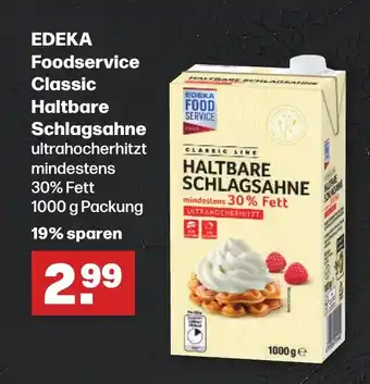 Handelshof EDEKA Foodservice Classic Haltbare Schlagsahne  1000 g Packung Angebot