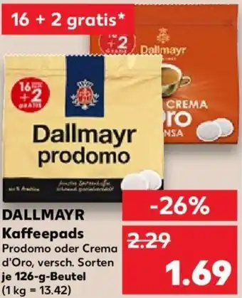 Kaufland DALLMAYR Kaffeepads 126 g Beutel Angebot