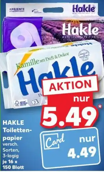 Kaufland HAKLE Toilettenpapier 16 x 150 Blatt Angebot