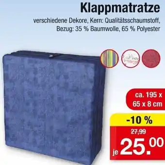 Zimmermann Klappmatratze Angebot