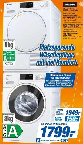 expert Techno Land Miele Wasch Trocken Säule Tower 200 Angebot