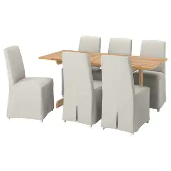 IKEA Nackanäs / bergmund tisch und 6 stühle, akazie weiß/kolboda beige/dunkelgrau, 180 cm Angebot