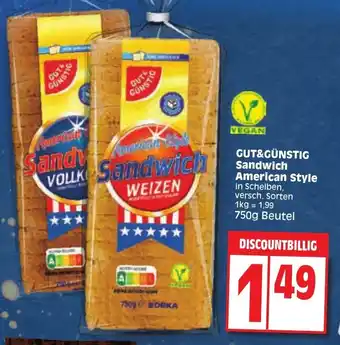 Edeka GUT&GÜNSTIG Sandwich American Style 750g Beutel Angebot