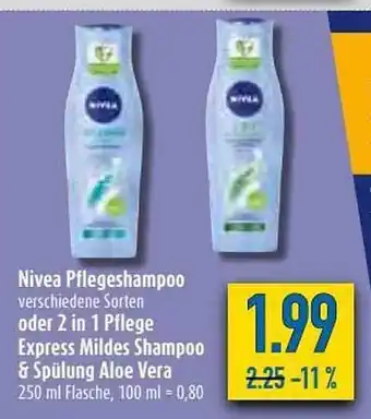 diska Nivea Pflegeshampoo Oder 2in1 Pflege Express Mildes Shampoo Oder Spülung Aloe Vera Angebot