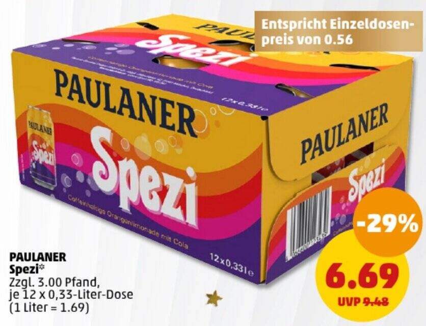 PAULANER Spezi 12 x 0,33 Liter Dose Angebot bei PENNY