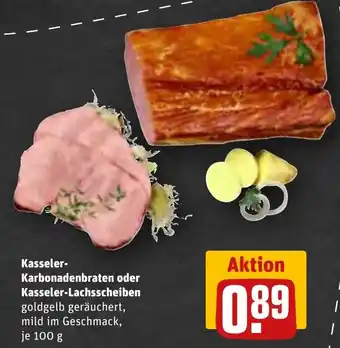 REWE Kasseler- Karbonadenbraten oder Kasseler-Lachsscheiben 100 g Angebot