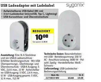 Conrad Sygonix Usb Ladeadapter Mit Ladekabel Angebot