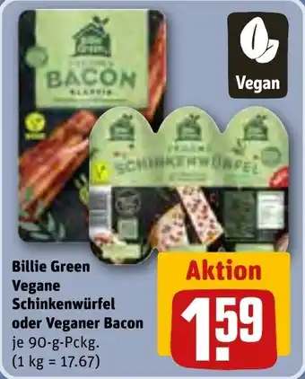 REWE Billie Green Vegane Schinkenwürfel oder Veganer Bacon 90 g Pckg. Angebot