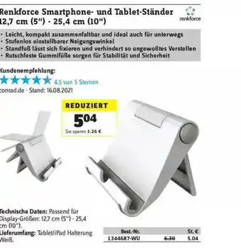 Conrad Renkforce Smartphone- Und Tablet-ständer Angebot