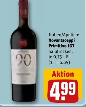 REWE Novantaceppi Primitivo IGT 0,75 l Fl. Angebot