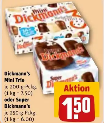 REWE Dickmann's Mini Trio 200 g Pckg. oder Super Dickmann's 250 g Pckg. Angebot