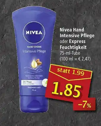 Marktkauf Nivea Hand Intensive Pflege Oder Express Feuchtigkeit Angebot