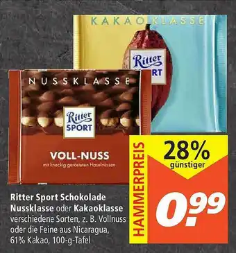 Marktkauf Ritter Sport Schokolade Nussklasse Oder Kakaoklasse Angebot