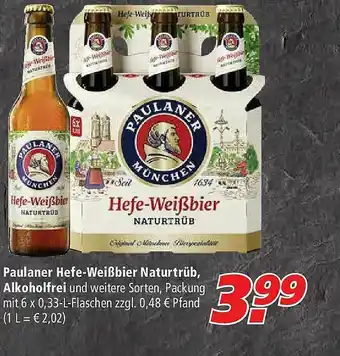 Marktkauf Paulaner Hefe-weißbier Naturtrüb, Alkoholfrei Angebot