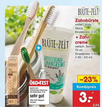 Netto Marken-Discount Blüte Zeit Zahnbürste + Zahncreme Angebot