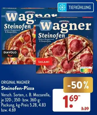 Aldi Süd ORIGINAL WAGNER Steinofen-Pizza 360 g Packung Angebot