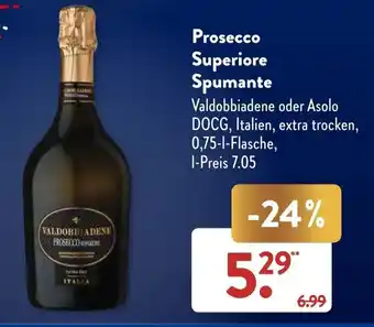 Aldi Süd Prosecco Superiore Spumante 0,75 l Flasche Angebot