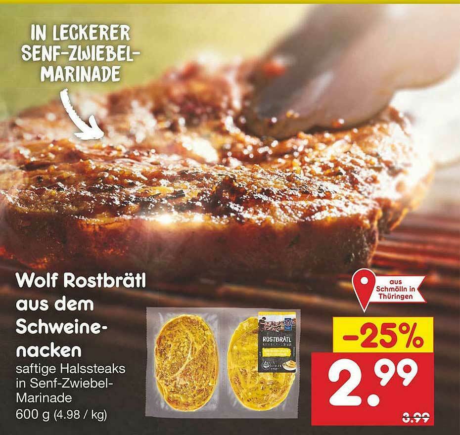 Wolf Rostbrätl Aus Dem Schweinenacken Angebot bei Netto Marken-Discount