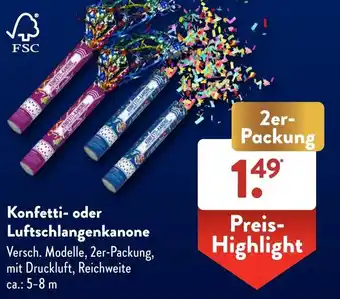 Aldi Süd Konfetti- oder Luftschlangenkanone 2er Packung Angebot