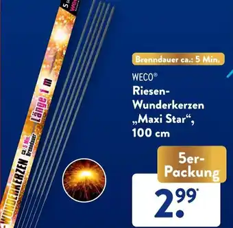 Aldi Süd WECO Riesen- Wunderkerzen „Maxi Star",100 cm 5er- Packung Angebot