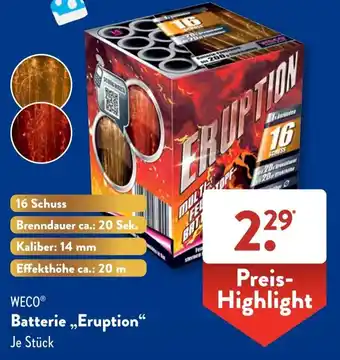 Aldi Süd WECO Batterie ,,Eruption" Angebot