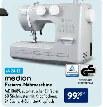 Aldi Süd medion Freiarm-Nähmaschine Angebot