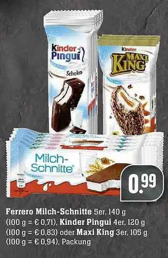 Scheck-in-Center Ferrero Milch-schnitte Kinder Pingui Oder Maxi King Angebot